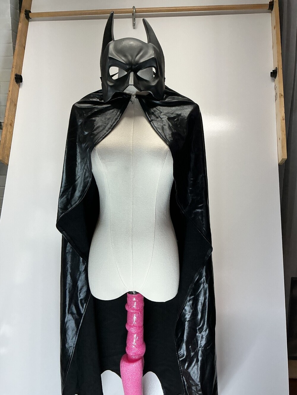 Batman Style Black Cape Mask Set Adult Halloween Cosplay
